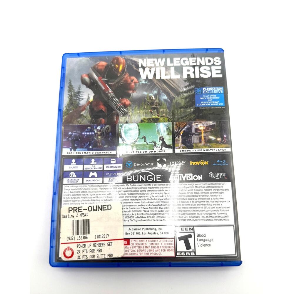 Playstation 4 PS4 Destiny 2 Activision Rated T Game - Picture 2 of 4